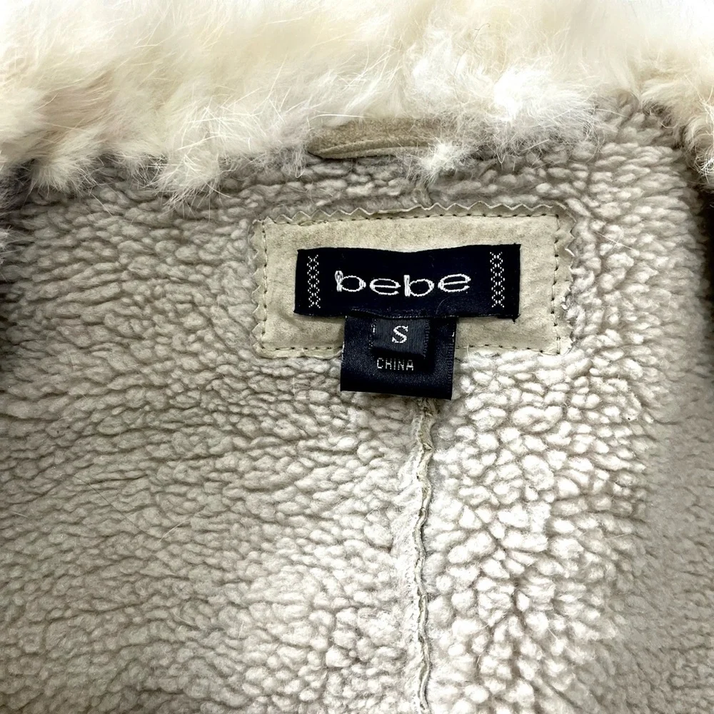 BEBE Genuine Suede Jackets With a Rabbit Fur Trim• Size S•Excellent Condition - Picture 4 of 8
